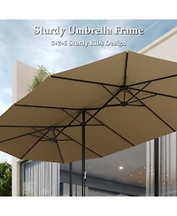 Homsee Large Double Sided Umbrella Outdoor Patio with Base and Sand Bag