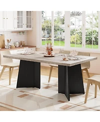 gaomon 63" Dining Table for 6-8, Modern Long Kitchen Table with Large Top & Pedestal Legs