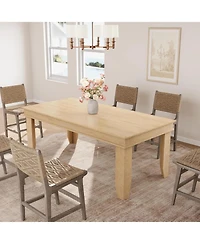 gaomon 71 in Long Natural Color Kitchen Tables with Wooden Sturdy Frame, 6 ft Large Rectangular Dinner Table for Living Room, Kitchen, Dining Room
