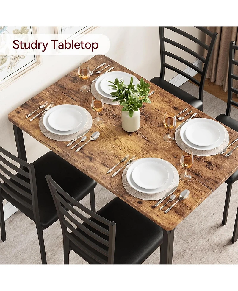 gaomon 5-Piece Modern Rectangular Wooden Dining Table Set with Upholstered Chairs