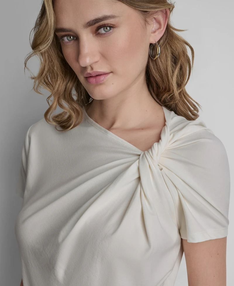 Dkny Women's Short-Sleeve Twist Neck Top