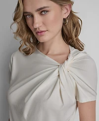 Dkny Women's Short-Sleeve Twist Neck Top