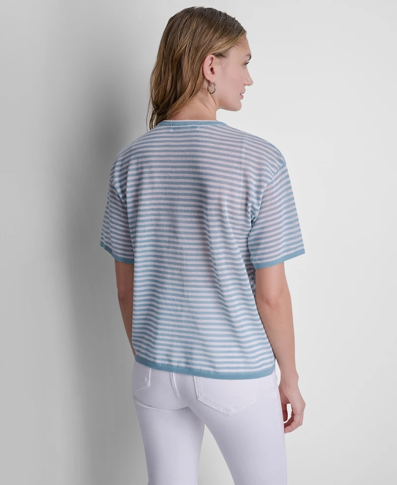 Dkny Women's Short-Sleeve Striped Sweater