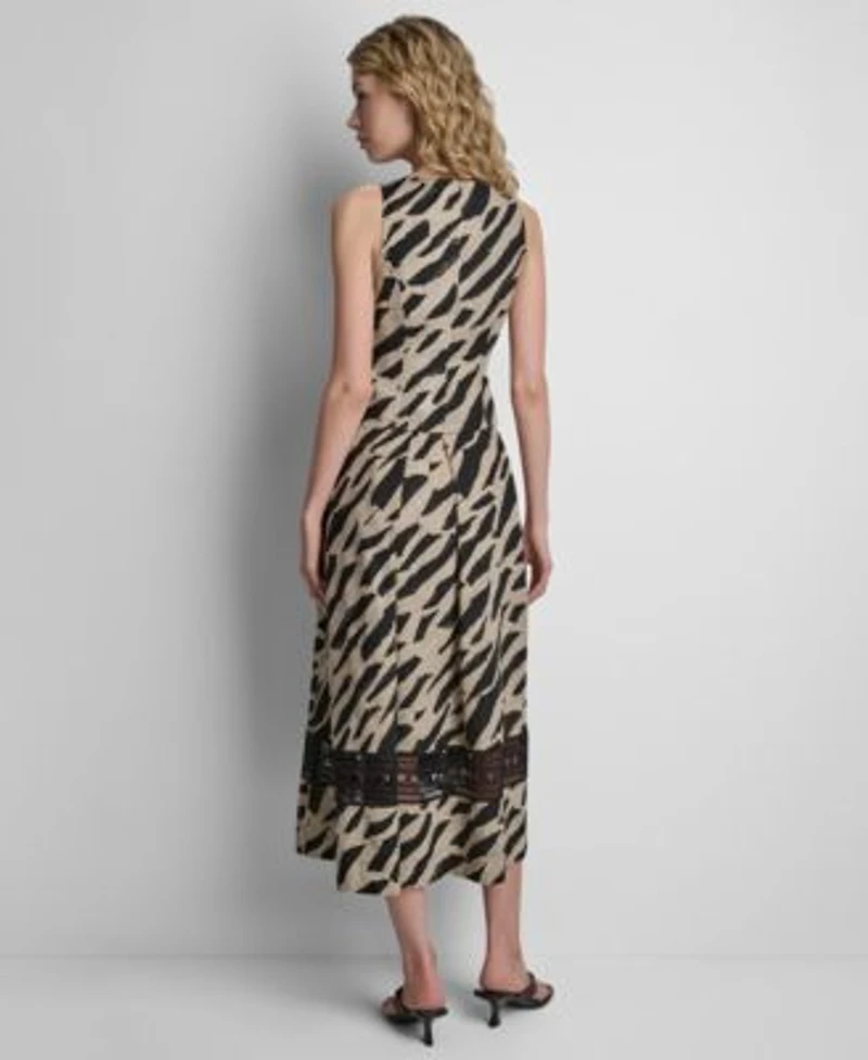 Dkny Womens Sleeveless Printed Zip Front Top Printed Loop Lace Skirt