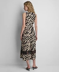 Dkny Womens Sleeveless Printed Zip Front Top Printed Loop Lace Skirt