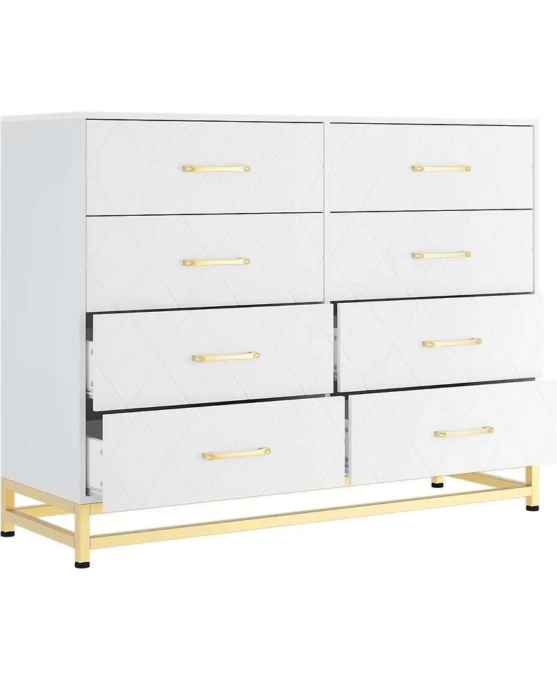 gaomon Dresser for Bedroom with 8 Drawer, Tv Stand Dressers Chest of Drawers Large Wood Dresser for Storage and Organization