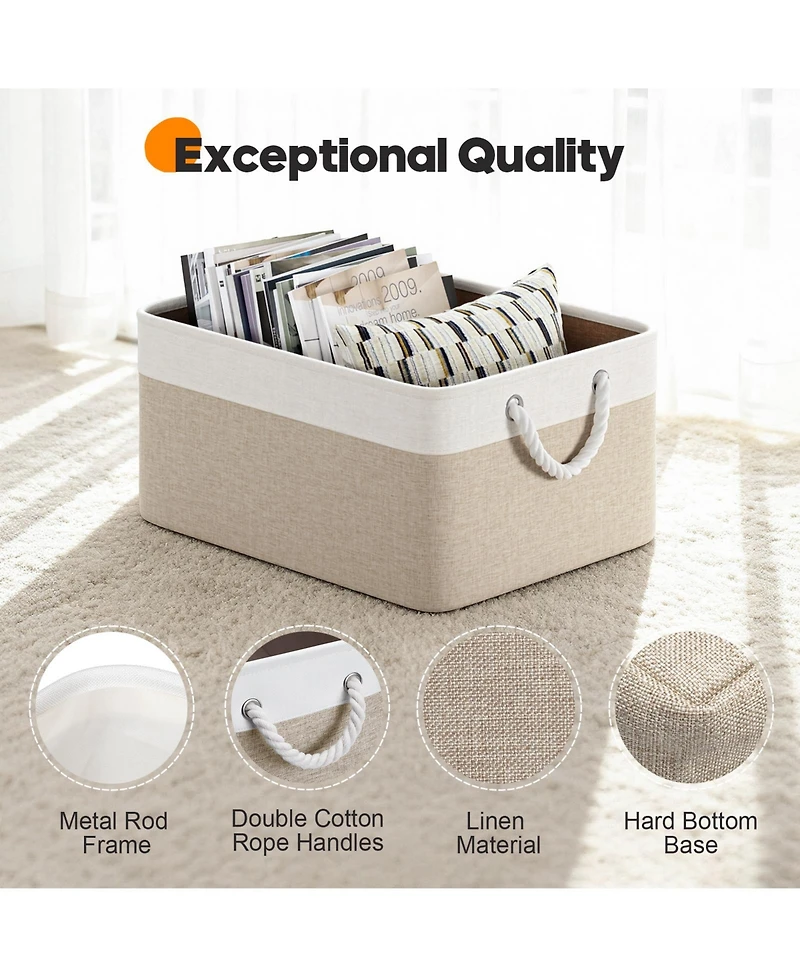 Sugift Fabric Storage Bins with Rope Handles Set of 4