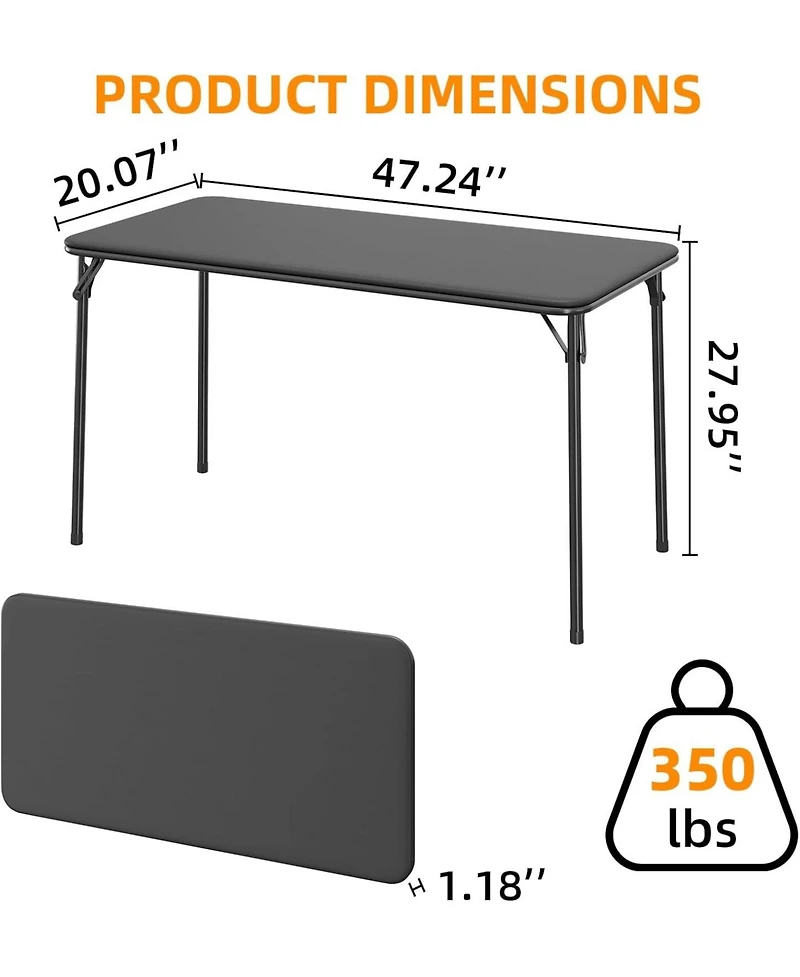 gaomon 4-Foot Folding Table with Upholstered Pu Leather Top, Heavy-Duty Metal Legs