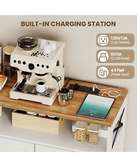 gaomon 47.2 in Buffet Cabinet with Storage, Modern Farmhouse Sideboard Storage Cabinet with Power Outlet