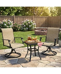 Mondawe 2-Piece Outdoor Swivel Dining Chairs, 360° Rotating with Ergonomic Armrests, Textilene All-Weather Patio Chairs