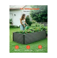 Slickblue 8x4x2 ft Galvanized Metal Raised Garden Bed Dark Grey