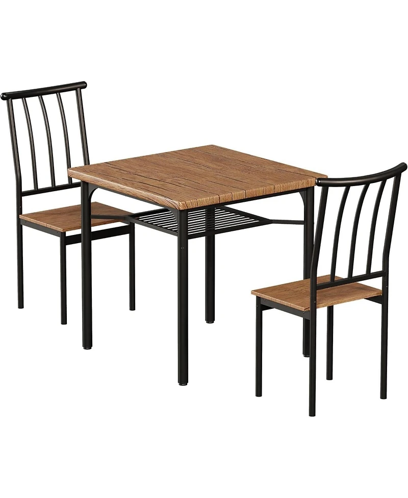 gaomon 2-Piece Square Table Set for 2, Modern Kitchen Dining Set, Space-Saving Mdf & Stainless Steel, Retro