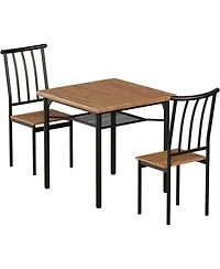 gaomon 2-Piece Square Table Set for 2, Modern Kitchen Dining Set, Space-Saving Mdf & Stainless Steel, Retro