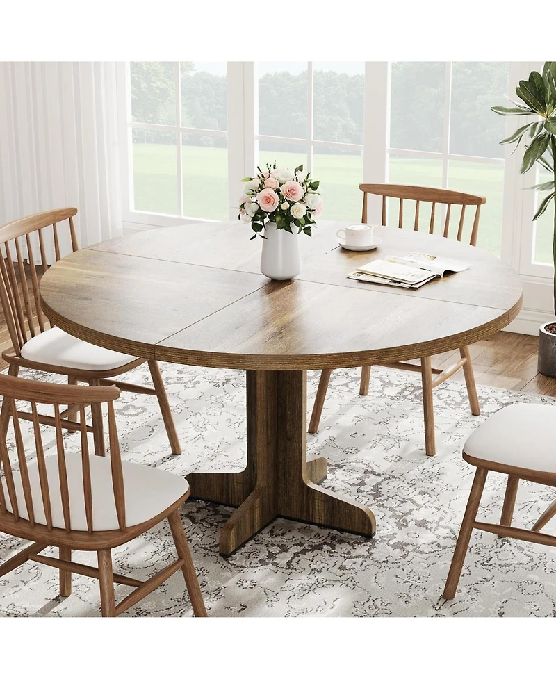 gaomon 47" Round Dining Table – Sturdy Wood Top, Stable Base, Farmhouse Style, Kitchen, Living Room