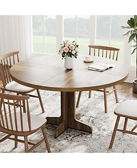 gaomon 47" Round Dining Table – Sturdy Wood Top, Stable Base, Farmhouse Style, Kitchen, Living Room