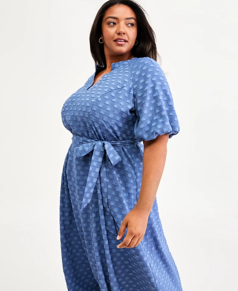 Vince Camuto Plus Puff-Sleeve Midi Dress
