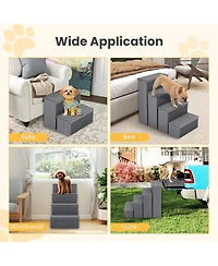 Gymax 4-Step Dog Stairs w/Adjustable Steps for High Beds Sofas for Small and Medium Dogs