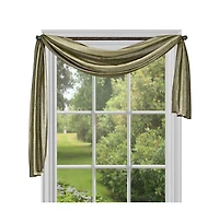 GoodGram Royal Ombre Crushed Semi Sheer Complete 3 Piece Window Curtains and Scarf Set - 42 in. W x 84 in. L, Sage