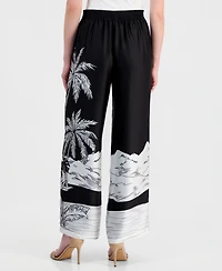 T Tahari Women's Placed Print High-Rise Pants