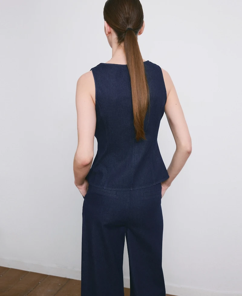 Mango Women's Buttoned Denim Top