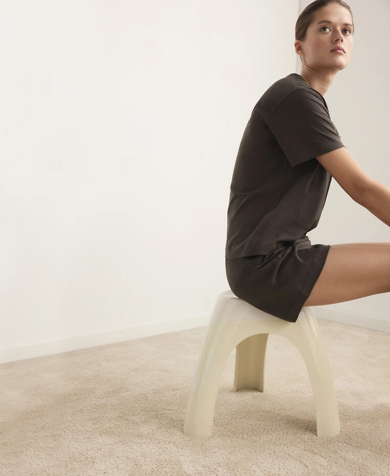 Mango Women's Cotton Two-Piece Short-Sleeved Pajamas