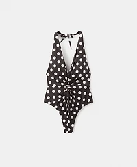 Mango Women's Halter Polka Dot Swimsuit