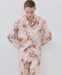 Mango Women's Floral-Print Cotton Pyjama Top