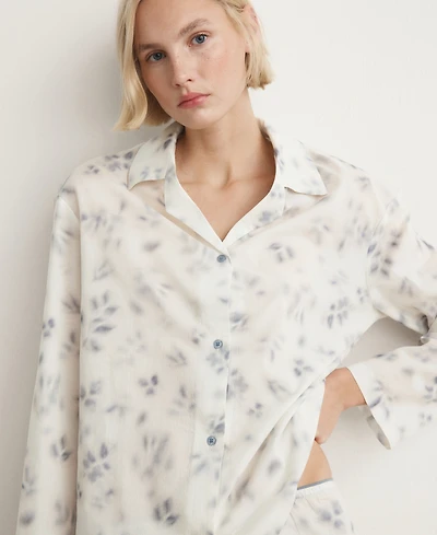 Mango Women's Floral-Print Cotton Pyjama Top