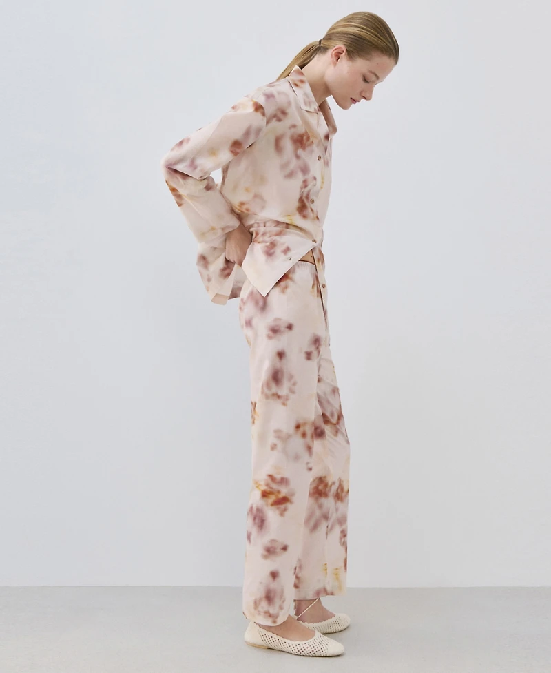 Mango Women's Watercolor Print Cotton Pajama Trousers