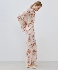 Mango Women's Watercolor Print Cotton Pajama Trousers