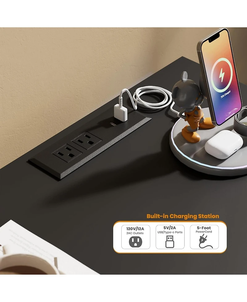 gaomon Drawer Dresser Wide Chest with Led Lights & Charging Station, Large Storage Organizer Tv Stand for Living Room, Hallway.