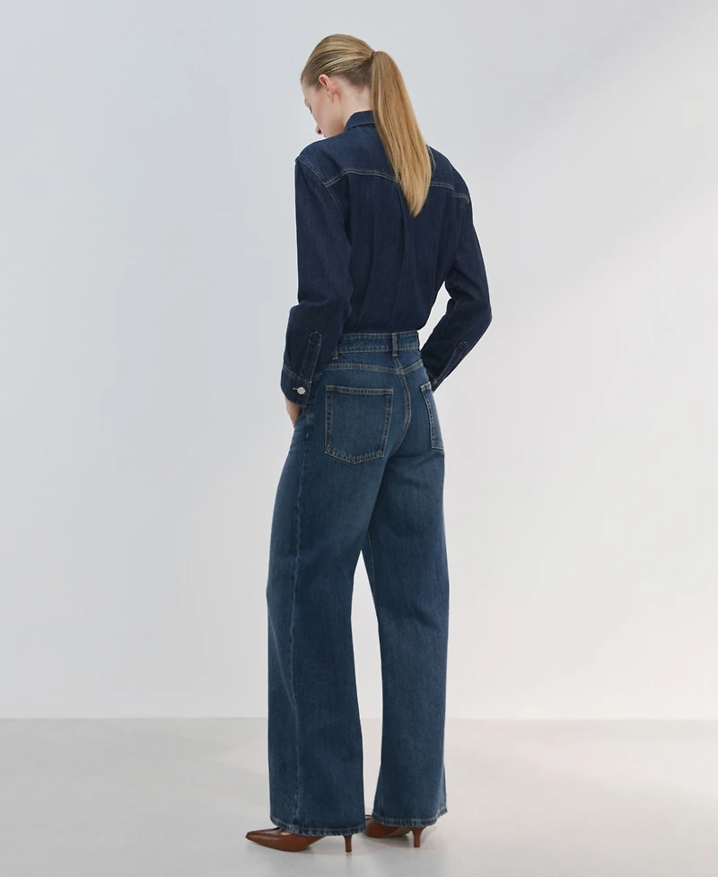 Mango Women's Buttons Denim Jumpsuit