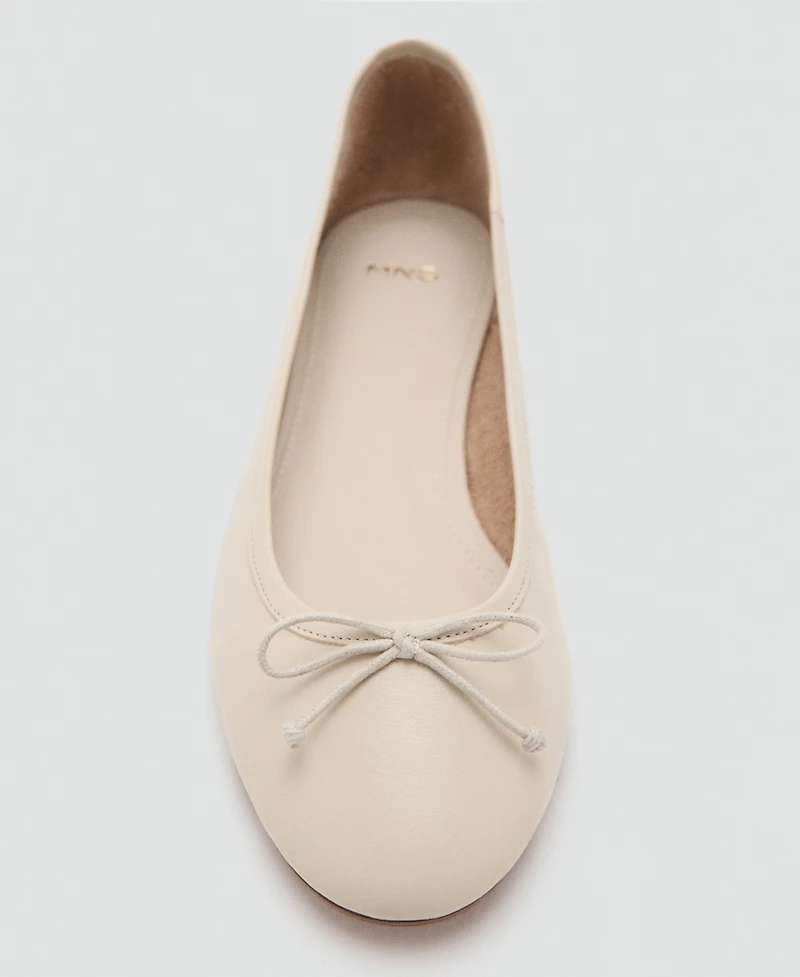 Mango Women's Bow Leather Ballet Flats