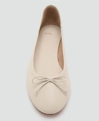 Mango Women's Bow Leather Ballet Flats