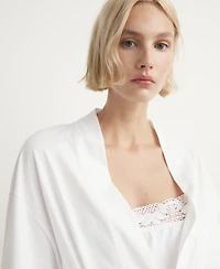 Mango Women's Lace Cotton Robe