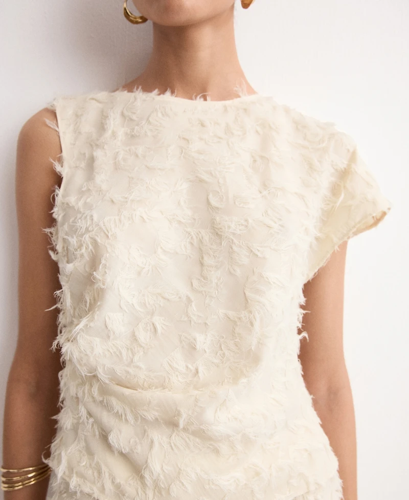 Mango Women's Asymmetrical Textured Top