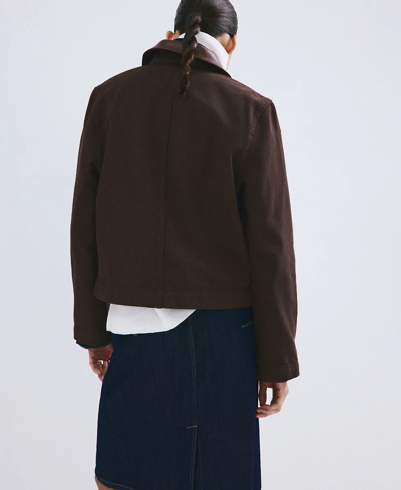 Mango Women's Contrasting Collar Denim Barn Jacket