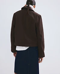 Mango Women's Contrasting Collar Denim Barn Jacket