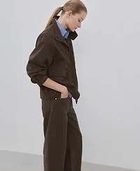 Mango Women's Pockets Oversized Denim Barn Jacket