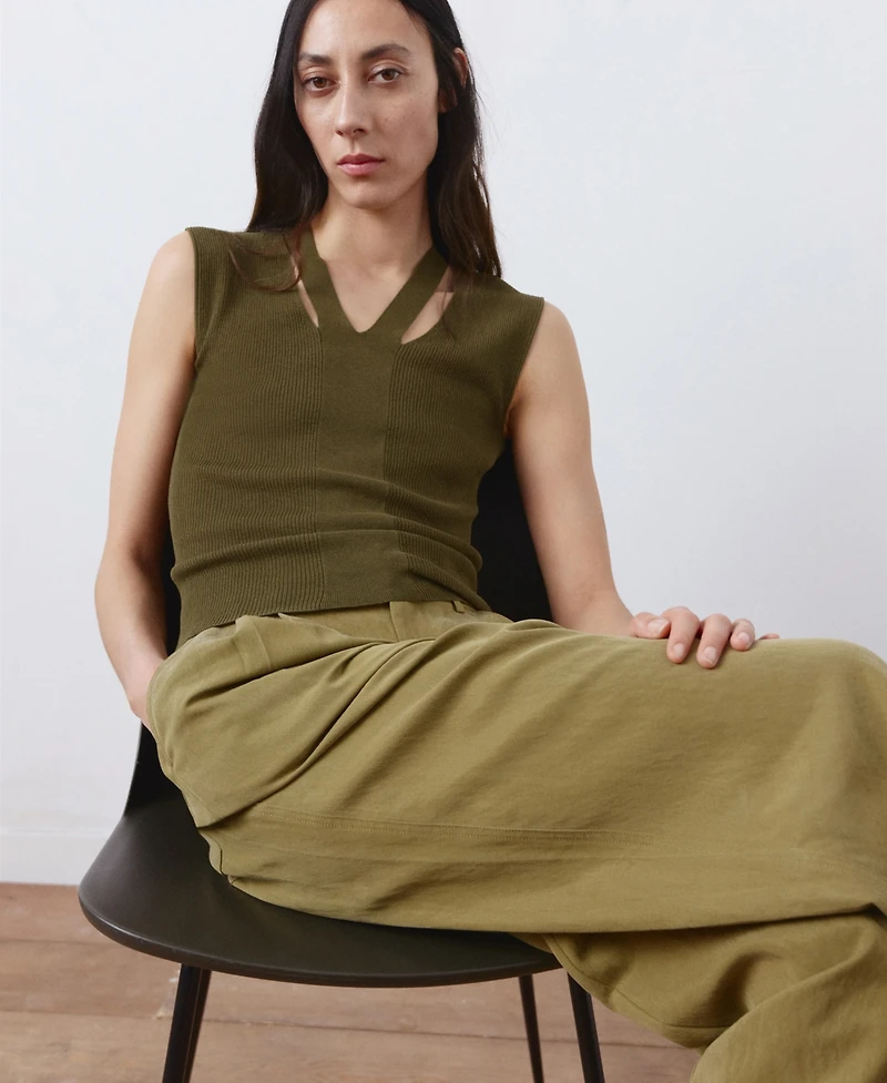 Mango Women's Combined Neckline Fine-Knit Top