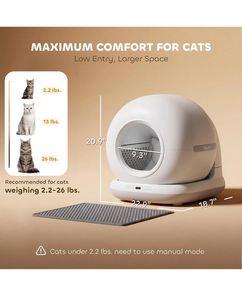 PawHut Automatic Litter Box, Self Cleaning Litter Box for Multiple Cats