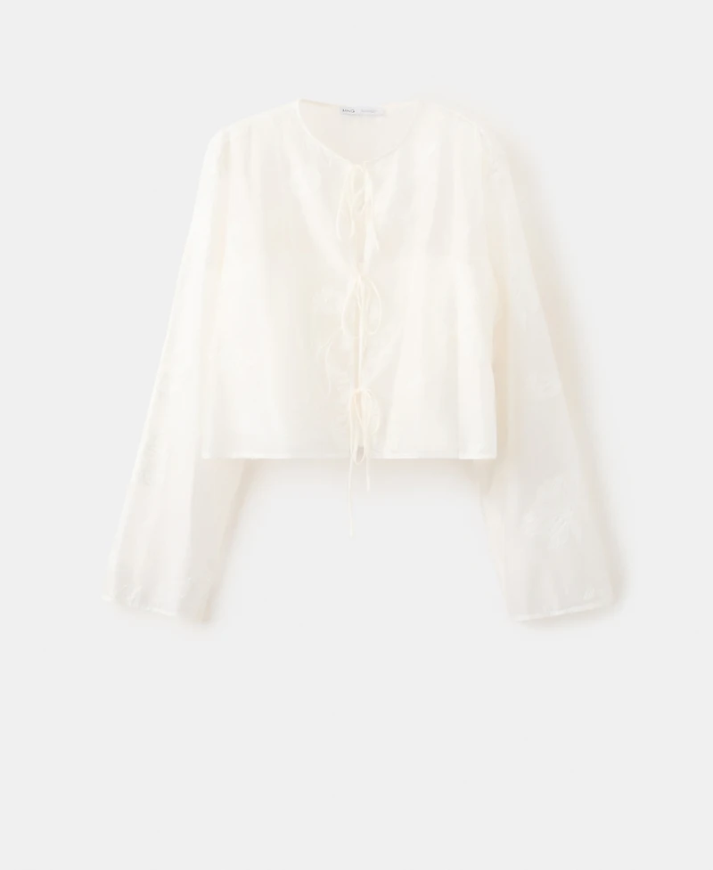 Mango Women's Floral Embroidery Lyocell Blouse