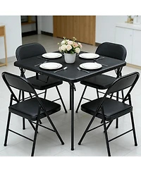 Decksplore 36 Inch Blow Molded Folding Table Compact Portable Fold Card Tables Desk Lightweight Design with Non for Home Patio Balcony Rv