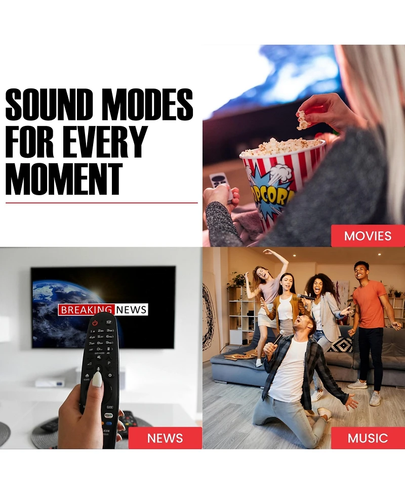 Audiosource 2.1 Soundbar, Wireless Subwoofer w/Dolby Atmos, Bluetooth Streaming for Smart Tv and Multi-Devices, Compact Design, 240W Max Output