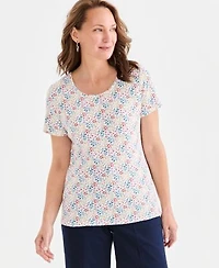 Style Co Womens Printed Short Sleeve Scoop Neck Top Macys Exclusive