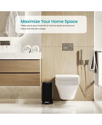 Home Zone Living 4 Gallon Slim Stainless Steel Kitchen Trash Can with Step Pedal and Soft Close Lid