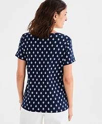 Style & Co Women's Printed Short-Sleeve Scoop-Neck Top, Macy's Exclusive