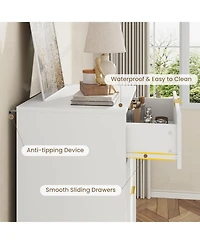 gaomon Fluted 5-Drawer Dresser, Modern Wooden Chest with Metal Handles, Space-Saving Clothes Storage for Bedroom, Living Room, Hallway