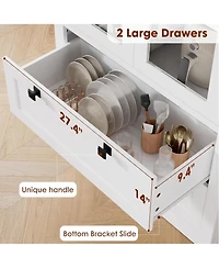 gaomon Tall Kitchen Pantry Cabinet - Modern Display Storage with 2 Large Drawers, Glass Doors, and Adjustable Shelves