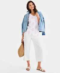 Style & Co Petite V-Neck Floret Patch Top, Macy's Exclusive